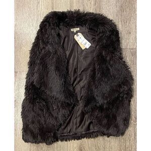 Versona Brown Faux Fur Vest XS New